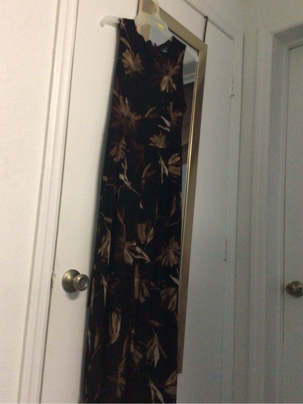Tommy Hilfiger Black Maxi Dress with Brown Floral Motif